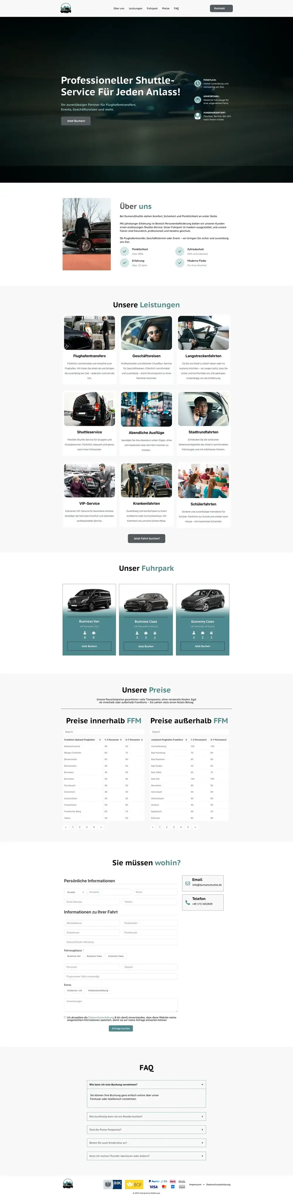 DumansShuttle – Shuttle & Chauffeur - Limousinen- und Chauffeurservice für Airport, Business & Events...