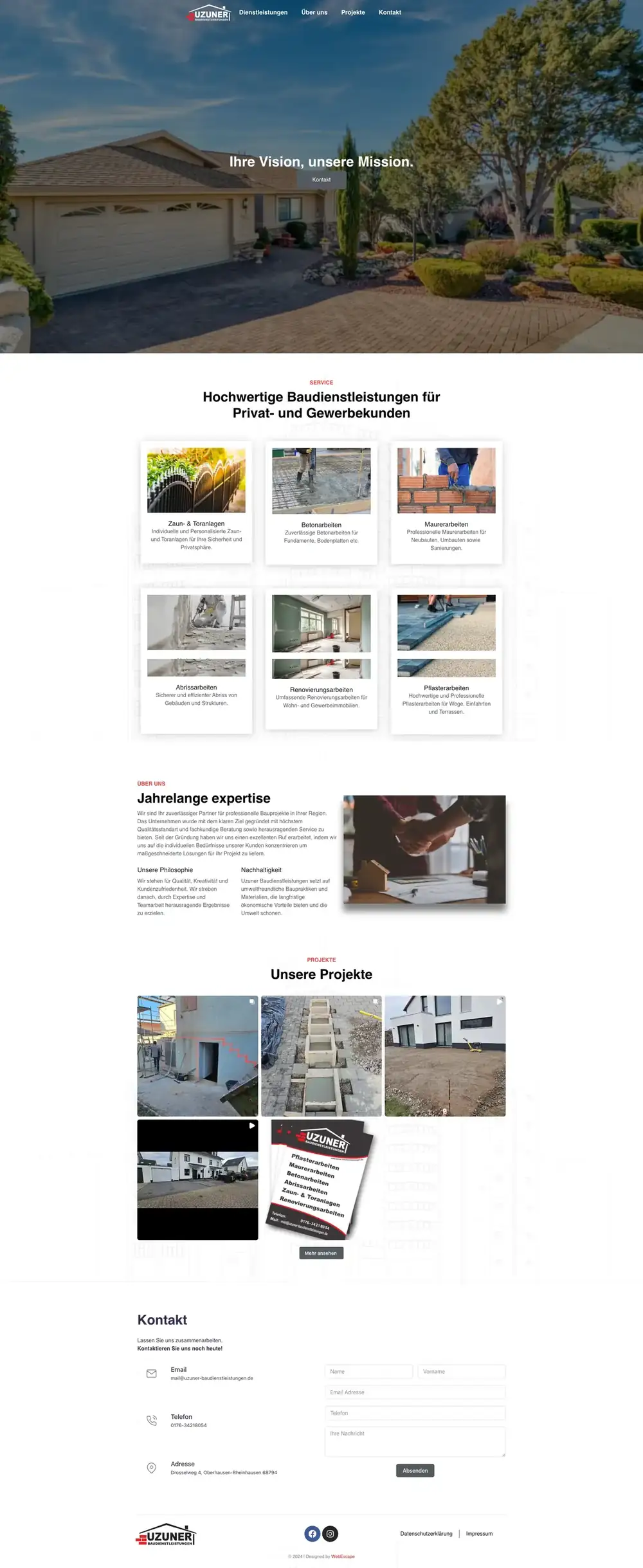 Uzuner Baudienstleistungen - Beton-, Maurerarbeiten, Pflasterungen und Außenanlagen...